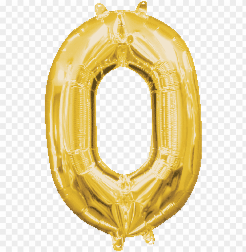 16 alphabet 'o' gold foil balloon - 34 gold number balloons Isolated Object on Transparent PNG