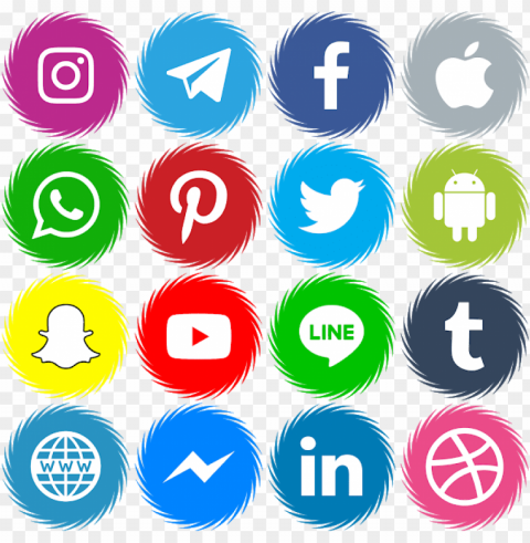 16 icons social media vector color svg eps - facebook twitter instagram telegram icons PNG for business use