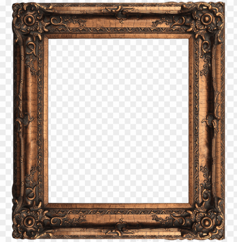 16 x 20 baroque bronze gold ornate and heavy oval frame - old photo frame portrait Isolated Artwork on Clear Transparent PNG