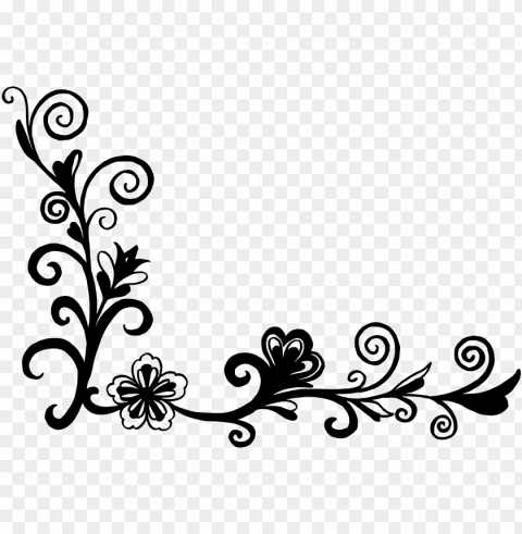 18 flower corner vector - corner design clipart black and white Free PNG images with clear backdrop