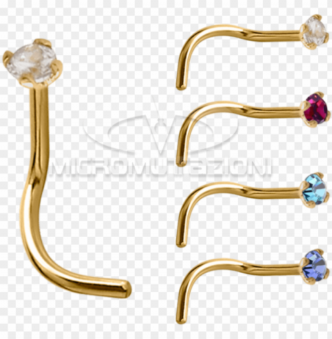 18k gold prong set jewelled nose stud nose studs & - nose pierci PNG file with no watermark