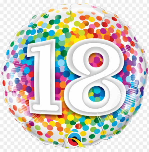 18th birthday confetti design foil balloon - ballon anniversaire 18 ans PNG file with alpha