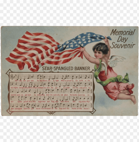 1908 taggart star spangled banner memorial day souvenir - vintage gruß-karte des valentines tages karte Isolated Object with Transparent Background in PNG