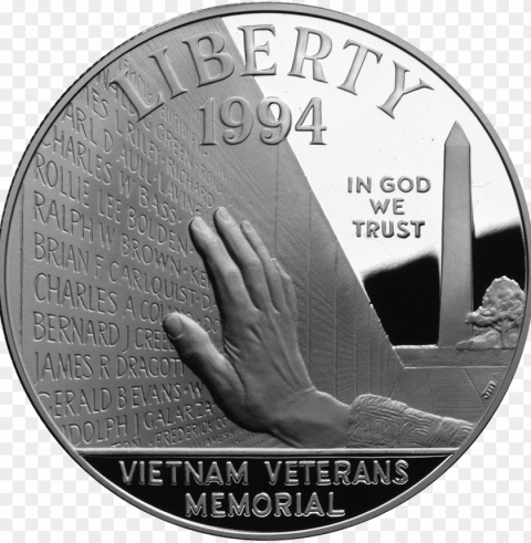 1994 vietnam veterans war memorial commemorative silver - 1994 vietnam veterans memorial silver proof PNG isolated PNG transparent with Clear Background ID 74a15110