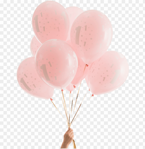 1st pink birthday party balloons - pink birthday party balloons Transparent PNG Isolated Subject Matter