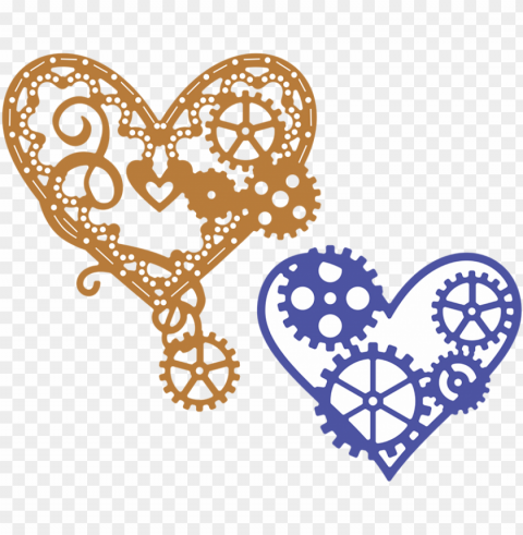 2 approximate size - cheery lynn designs dies - steampunk series hearts PNG images with clear alpha layer
