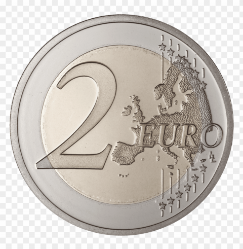 2 Euro Coin PNG Design Elements