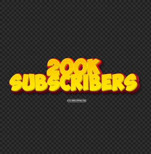 200k subscribers yellow and red 3d text effect free image Isolated Element in Clear Transparent PNG