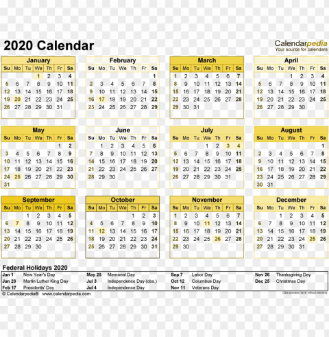 2020 calendar free download - calendar 2020 with holidays High-quality transparent PNG images
