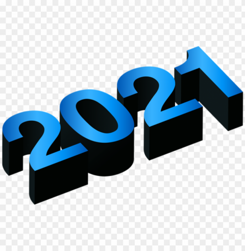 2021 blue black Isolated Illustration with Clear Background PNG