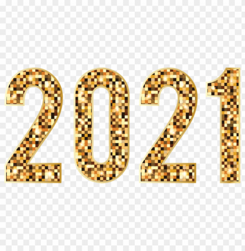 2021 deco gold Isolated Element in Transparent PNG