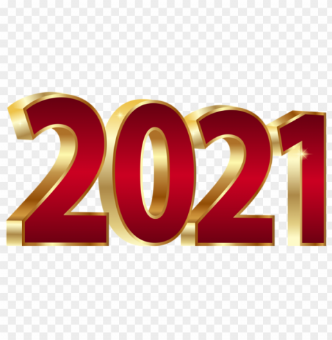 2021 gold and redimage Isolated Character with Clear Background PNG