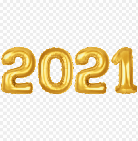 2021 gold baloons Isolated Design on Clear Transparent PNG