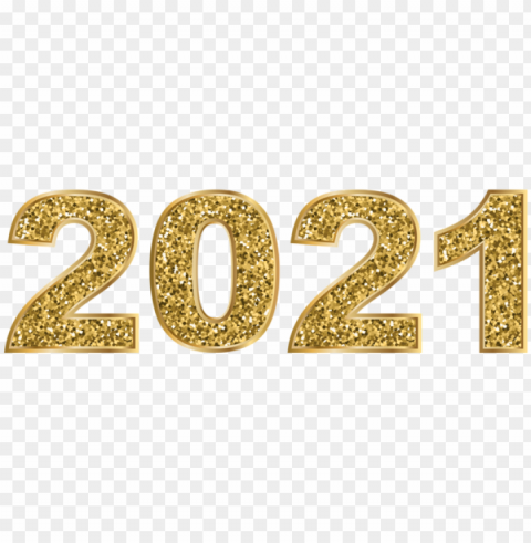 2021 gold glitterimage Isolated Design Element in Transparent PNG