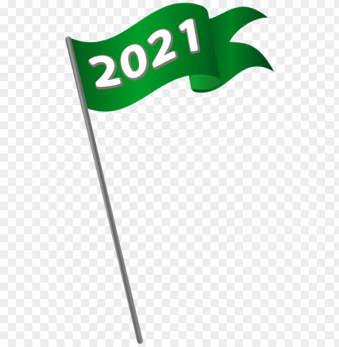 2021 green waving flag Isolated Item in Transparent PNG Format