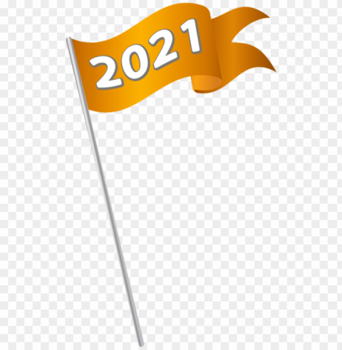 2021 orange waving flag Isolated Item on Clear Background PNG