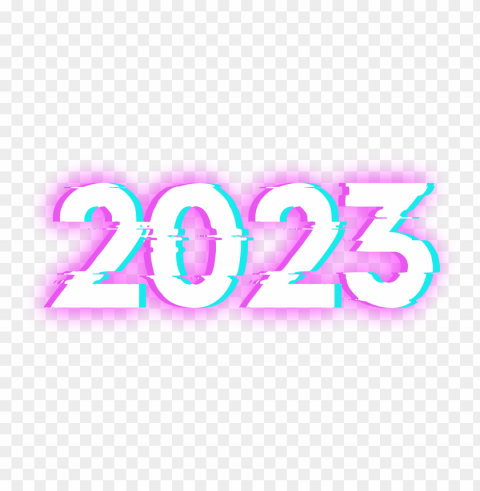 2023 3d effect glitch text Clean Background Isolated PNG Character