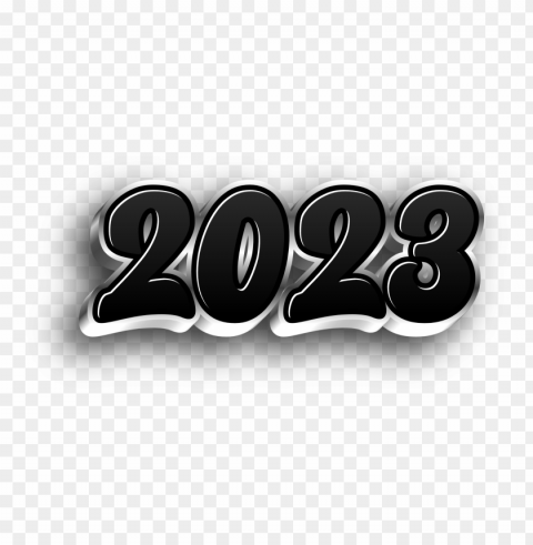 2023 black and silver metallic 3d text PNG images for printing