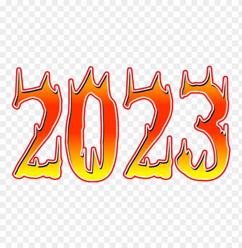 2023 fire demon text Clean Background Isolated PNG Graphic Detail