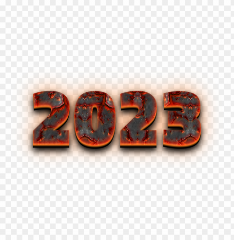 2023 fire lava effect text Clean Background Isolated PNG Icon