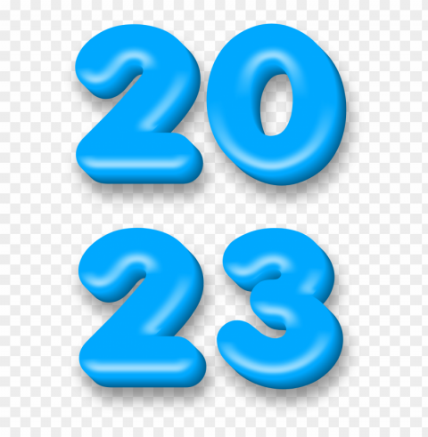 2023 glossy blue text Clean Background PNG Isolated Art