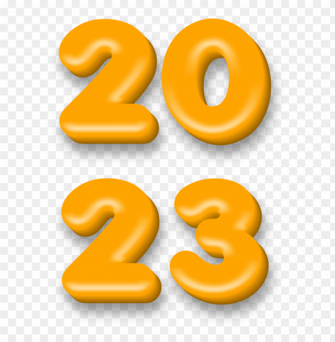 2023 glossy orange text Clear Background Isolated PNG Graphic