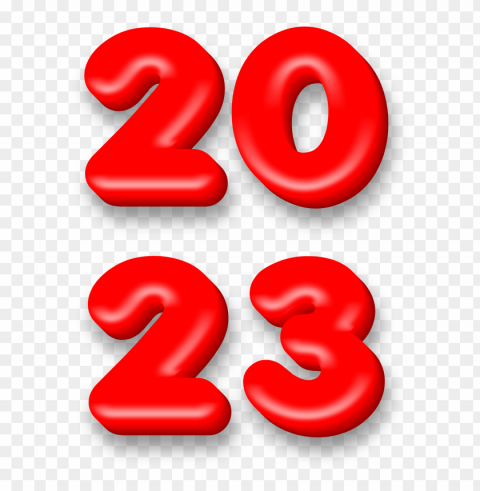 2023 glossy red text Clear Background Isolated PNG Illustration