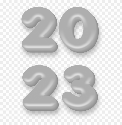 2023 glossy silver text Clear Background Isolated PNG Object