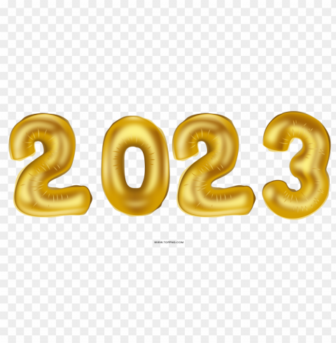 2023 golden numbers balloon Clear PNG photos