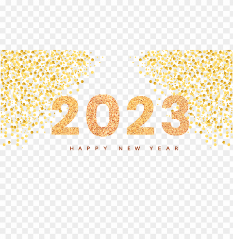 2023 happy new year gold glitter design with confetti hd PNG images with alpha channel diverse selection