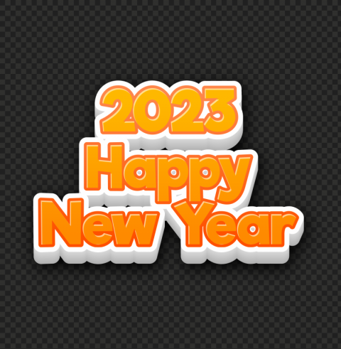 2023 happy new year orange 3d text PNG images with transparent elements pack