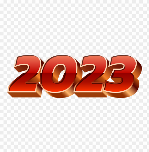 2023 metallic red 3d text PNG images with clear cutout