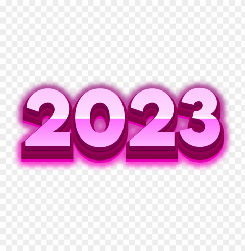 2023 neon pink color 3d text PNG images with high transparency
