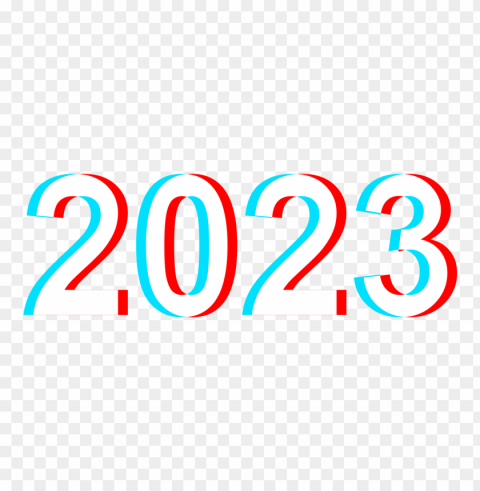 2023 3d effect glitch text Clear Background Isolation in PNG Format