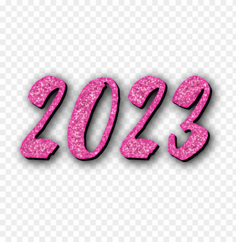 2023 with pink glitter text Clear background PNG elements