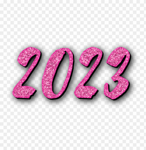 2023 With Pink Glitter Text Clear Background PNG Elements