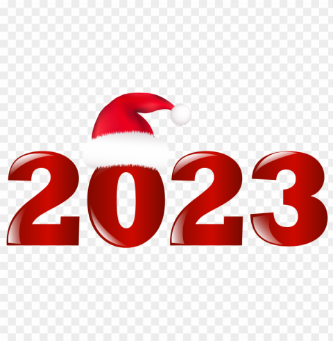 2023 with christmas hat Isolated PNG Image with Transparent Background