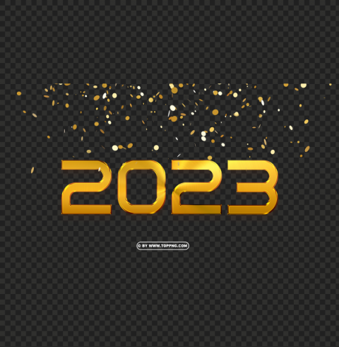 2023 with goldden confetti floating with HighQuality Transparent PNG Isolated Element Detail