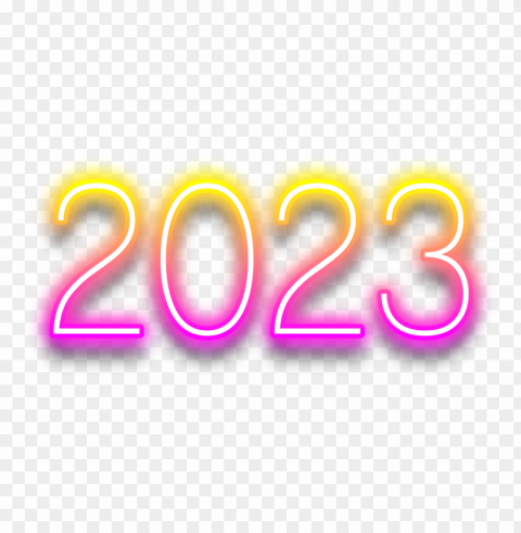2023 yellow and pink neon text effect PNG images with transparent canvas comprehensive compilation