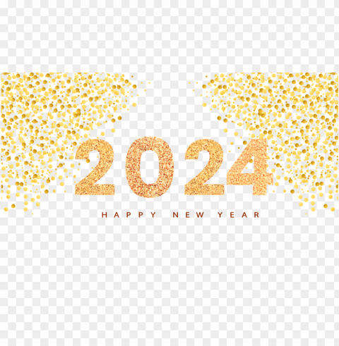 2024 happy new year gold glitter design with confetti hd PNG images with alpha transparency diverse set