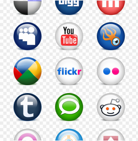 24 glossy social media icons - 3d round social media icons Isolated Item on HighResolution Transparent PNG