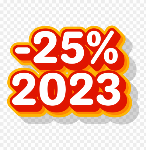 25 percent discount red text hd 2023 sticker ClearCut Background PNG Isolated Element