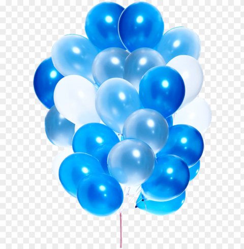 25 pieces of mixed blue and white latex balloons bouquet - blue birthday balloons Isolated Graphic on Transparent PNG