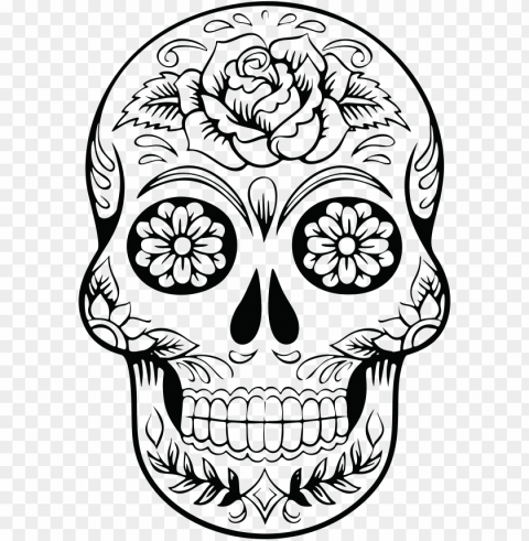 28 collection of sugar skull clipart free - black and white sugar skull Transparent PNG Graphic with Isolated Object