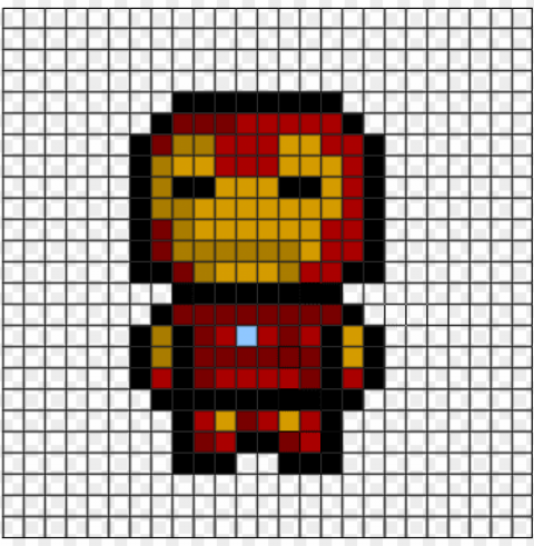 2d iron man helpful grid - pixel art easy iron ma HighQuality PNG Isolated Illustration