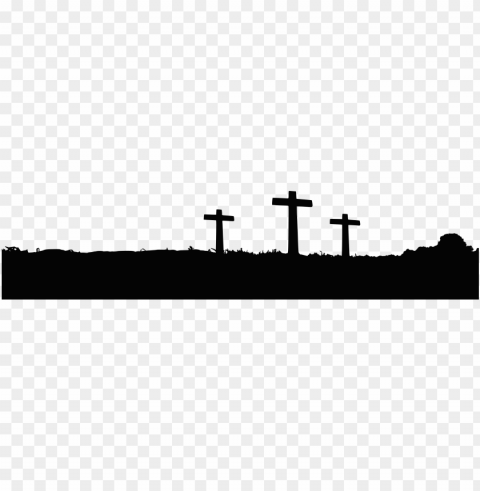 3 crosses silhouette landscape clipart black and white - 3 cross clipart Isolated Design Element in Clear Transparent PNG