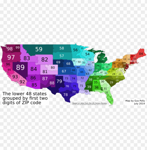 3 digit zip code map united states this map shows the - 2 digit zip ma Isolated Element in HighQuality PNG