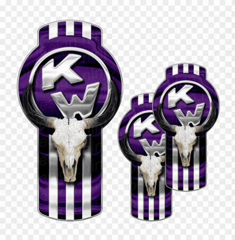3-pack of purple kenworth bull skull emblem skins - kw emblem PNG images without restrictions