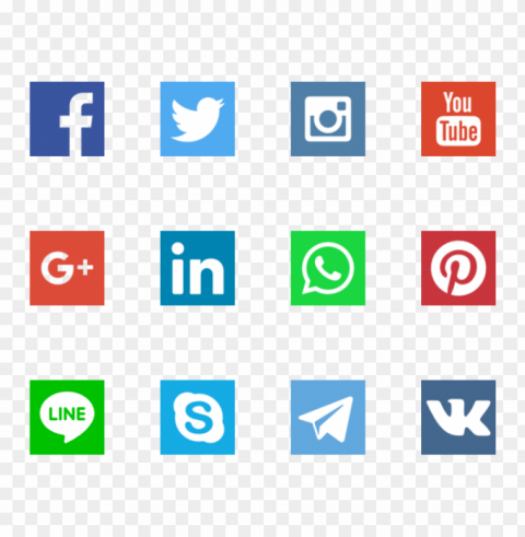 30 social networks vector logos High-resolution transparent PNG files