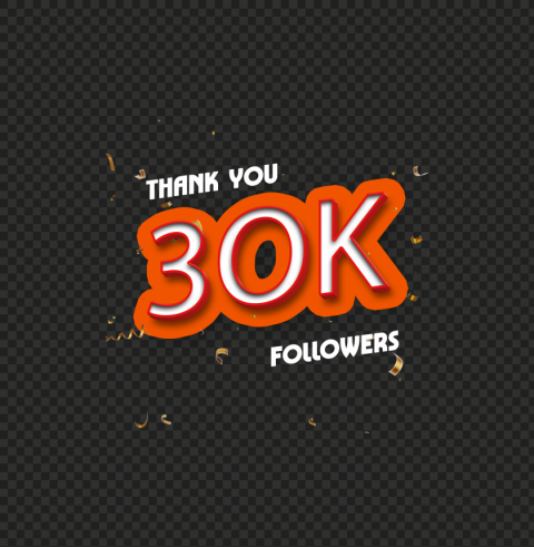 30k followers 3d text style effect Isolated Artwork in Transparent PNG